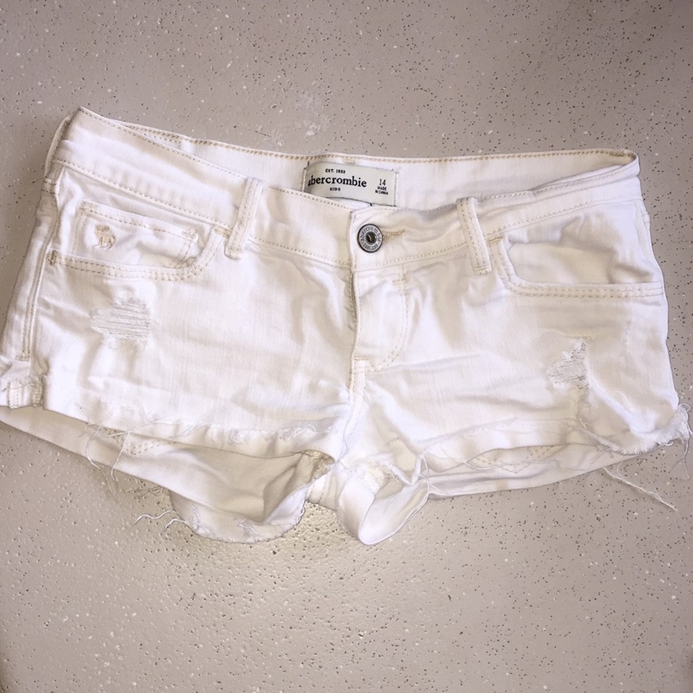 Abercrombie Kids white jean shorts